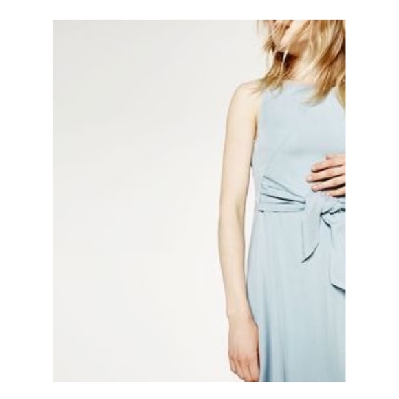 Zara light soft denim dress with a bow - Picture 3 of 5